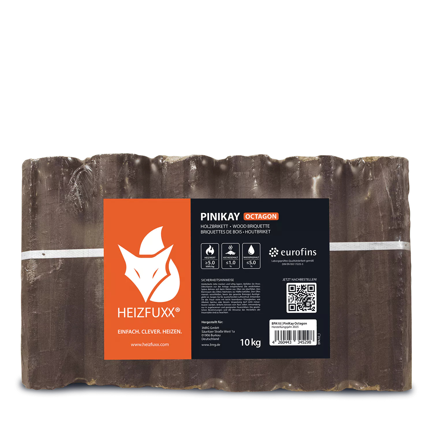 PiniKay Hartholzbriketts Oktagon – mit Zugloch (Palette 960 kg) – Image 5
