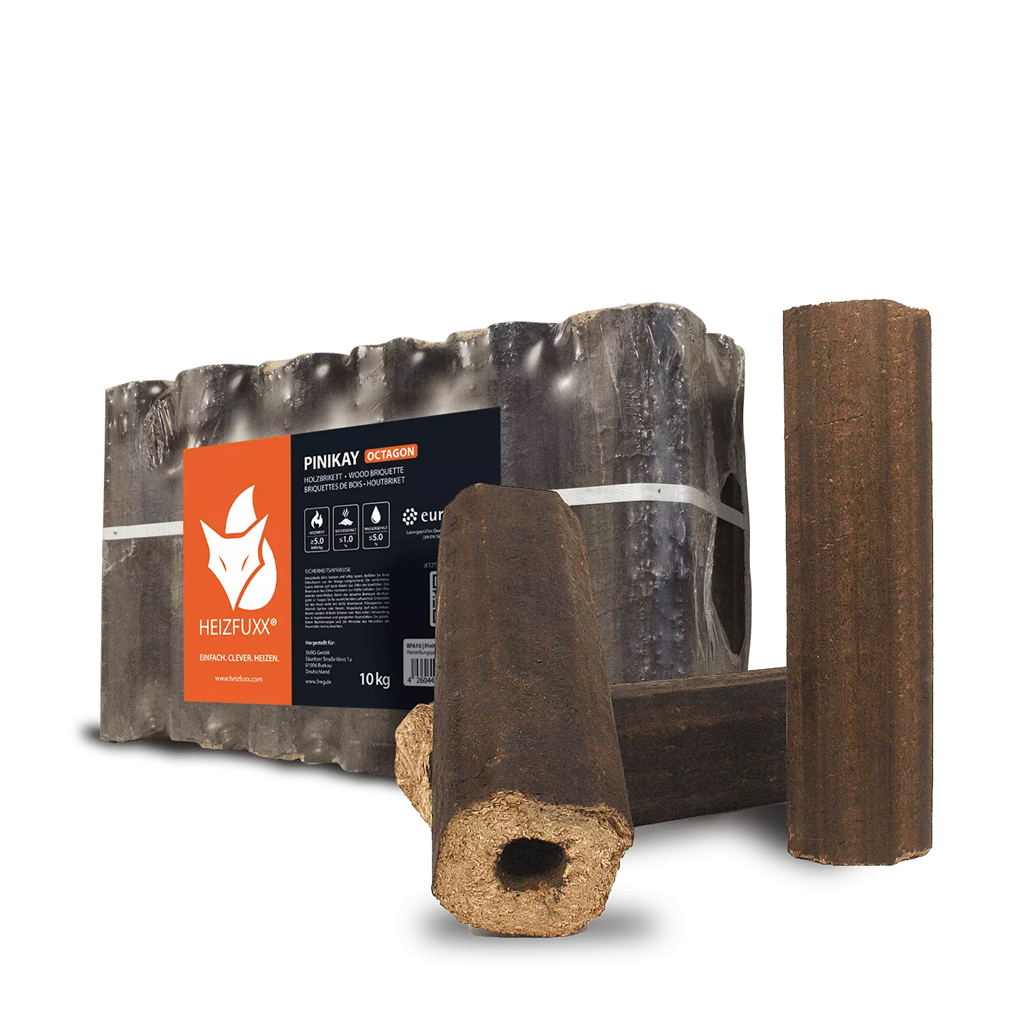 PiniKay Hartholzbriketts Oktagon – mit Zugloch (Palette 960 kg) – Image 6